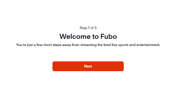 Fubo TV welcome screen