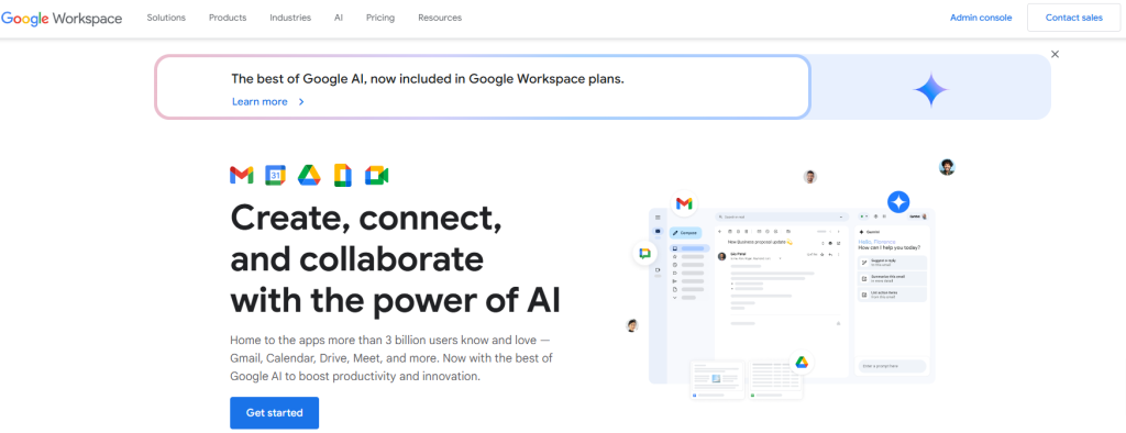 Google Workspace homepage