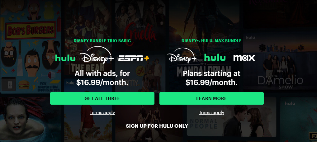 Hulu homepage