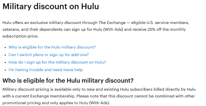 Hulu Military Discount