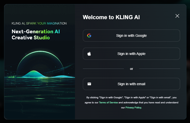 KLING AI Signup