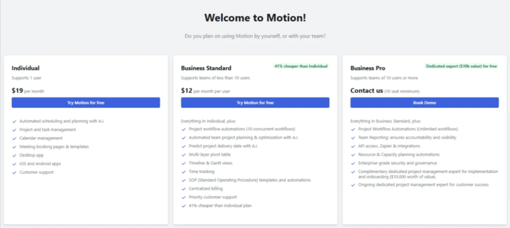 Motion Free Trial Plans