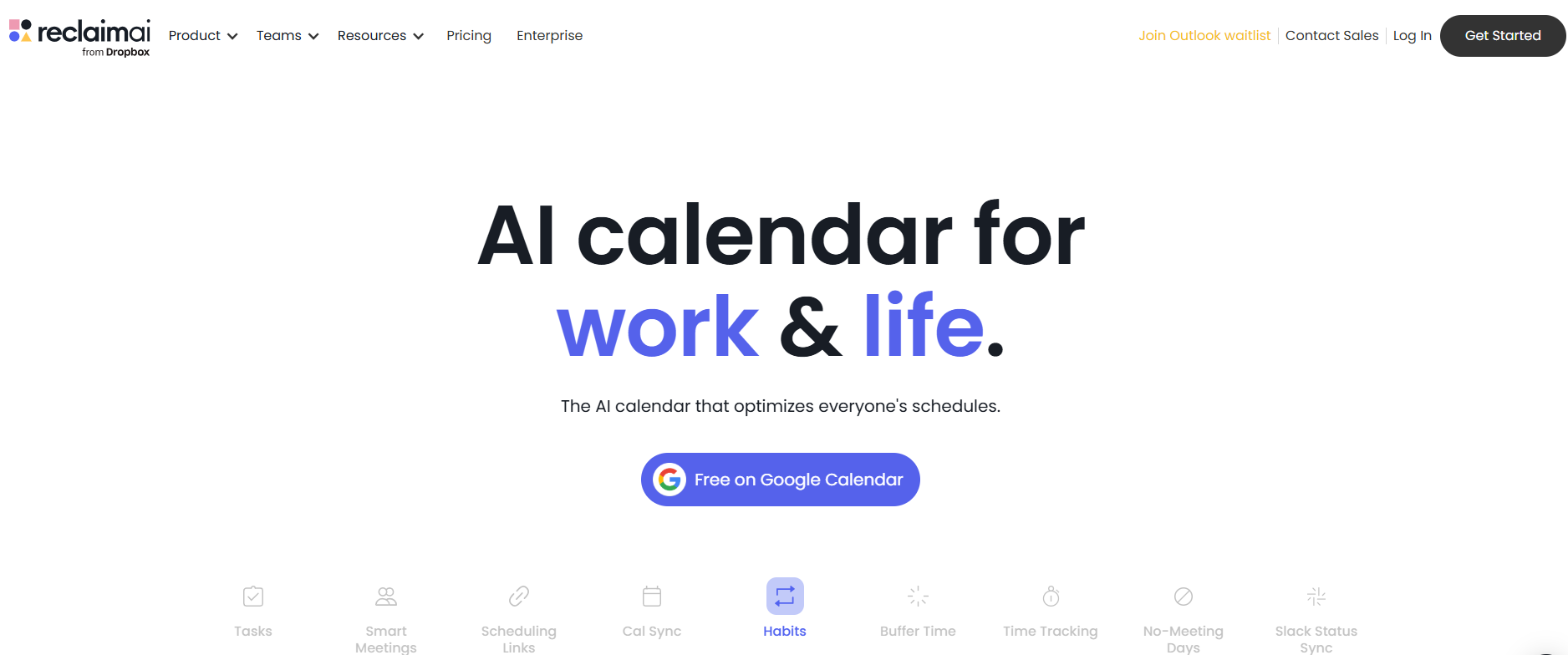 Reclaim AI Homepage