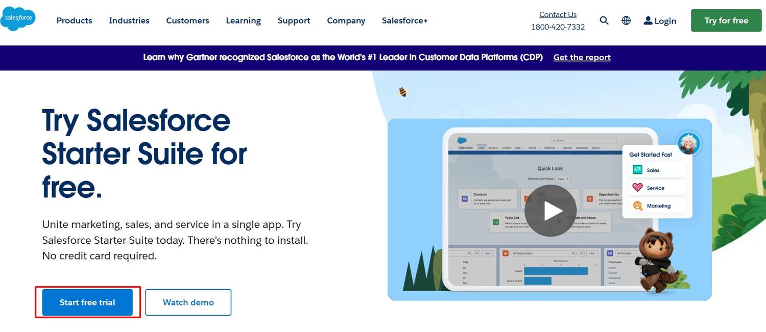 Salesforce Free Trial Page