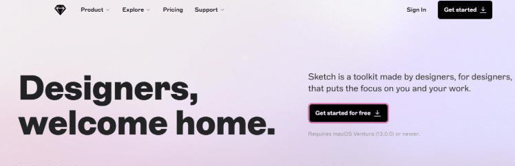 Sketch homepage