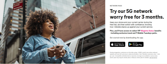 T-Mobile free trial page