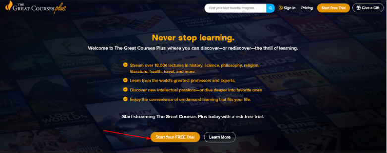 The Great Courses homepage