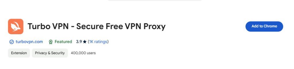 Turbo VPN Chrome Extension