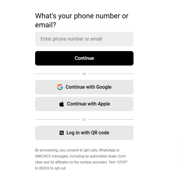 Uber One sign up page