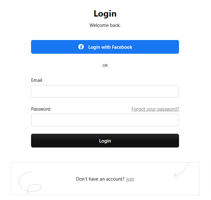 Unsplash login page