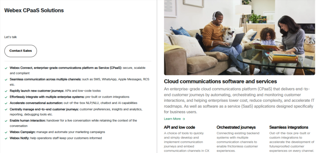 Webex CPaaS page