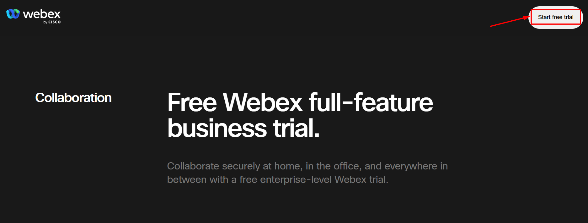 Webex full feature page