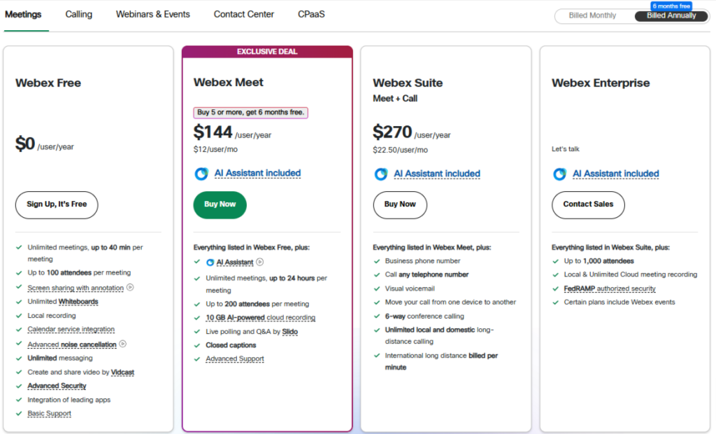 Webex meetings plan