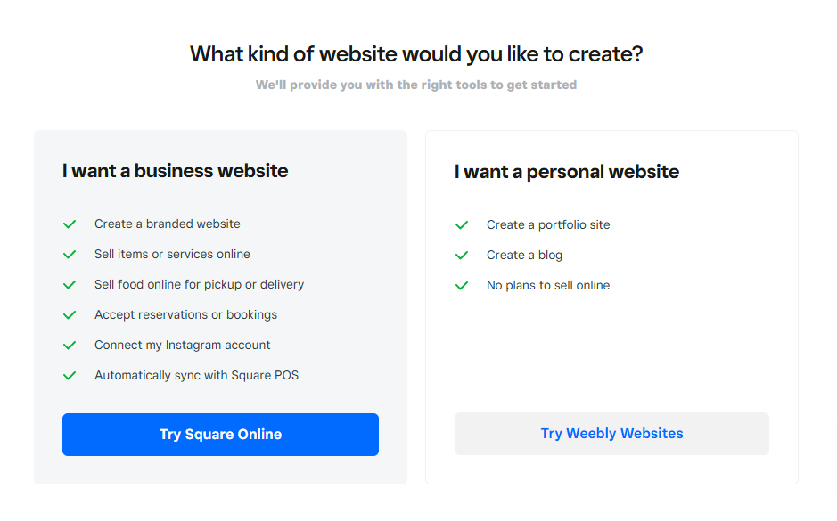 Weebly Onboarding Page