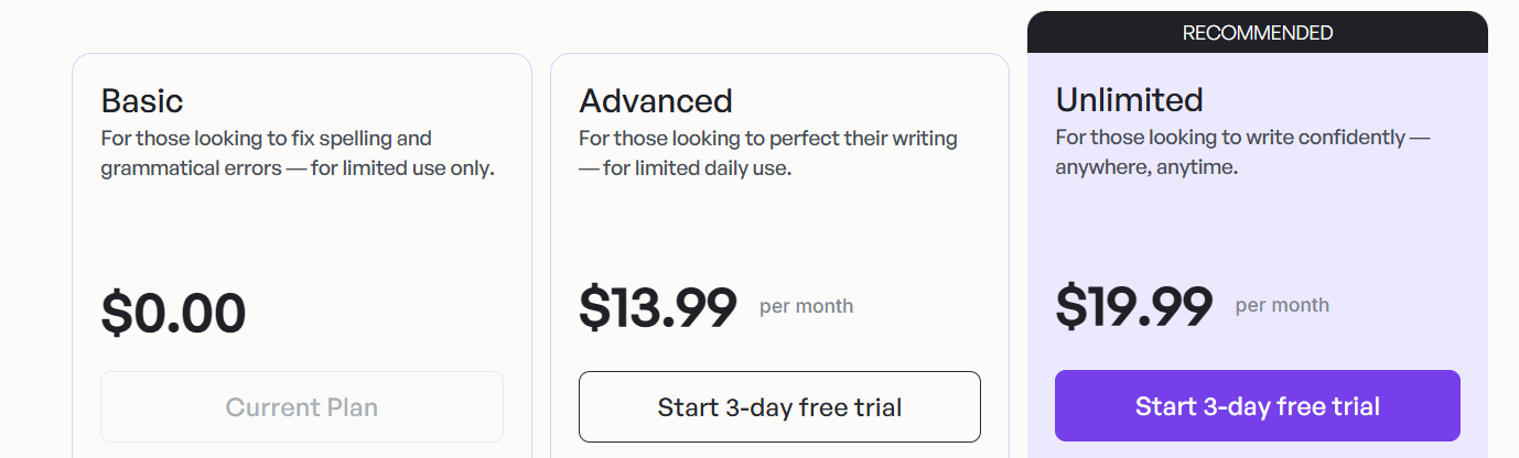 WordTune Pricing Plans