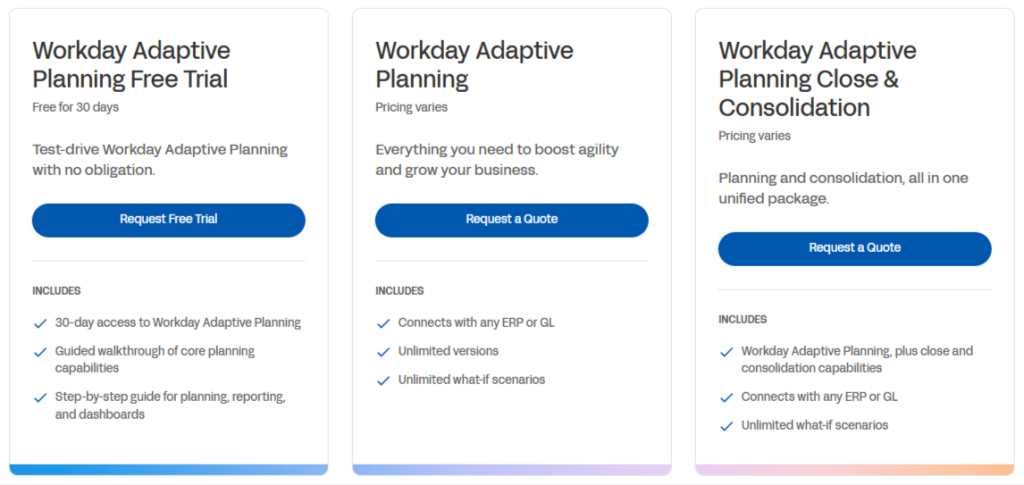 Workday Adaptive Planning Pricing Plans