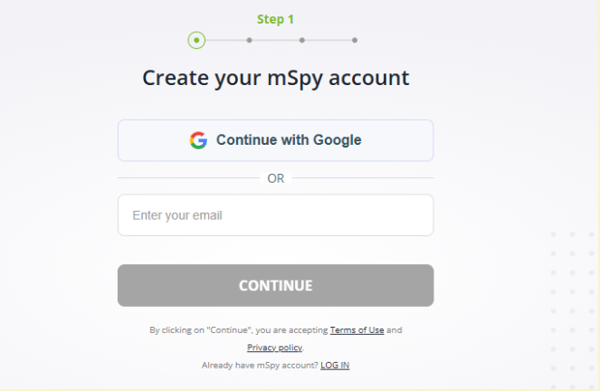 mSPY Account Creation