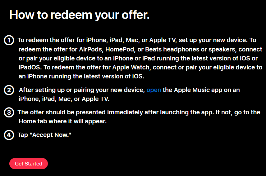 Apple Music 3-Month Get Started