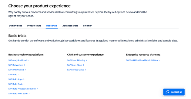 Choose the SAP product