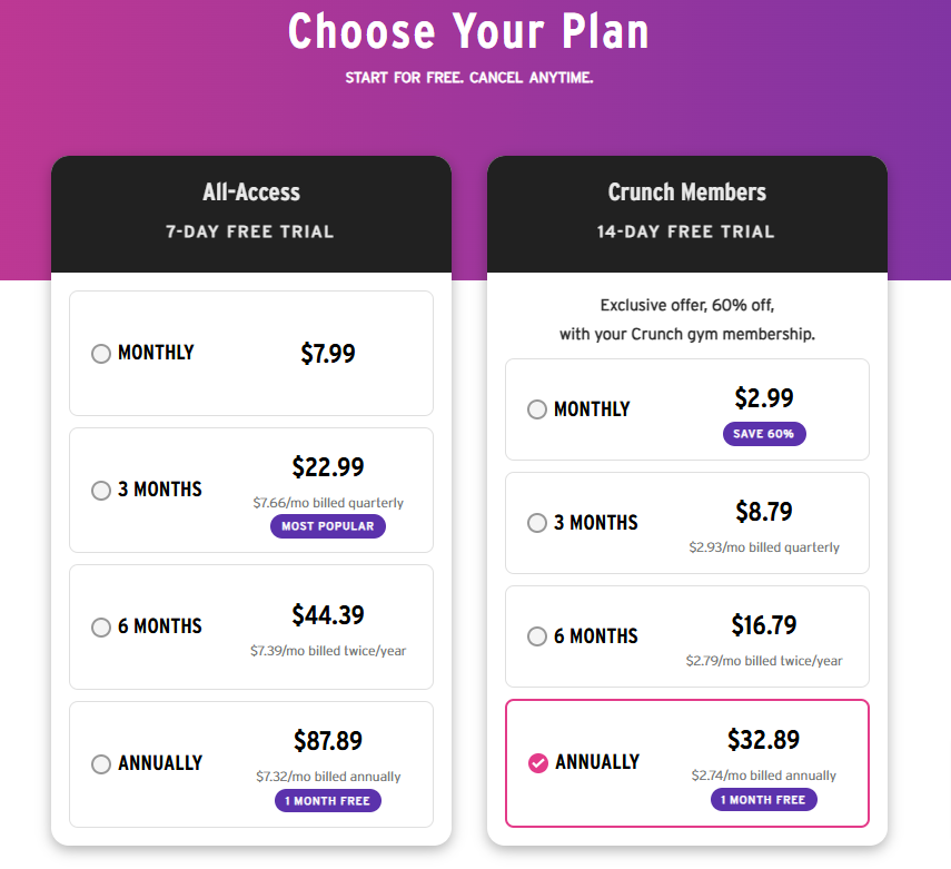 Crunch Plus Pricing Plans