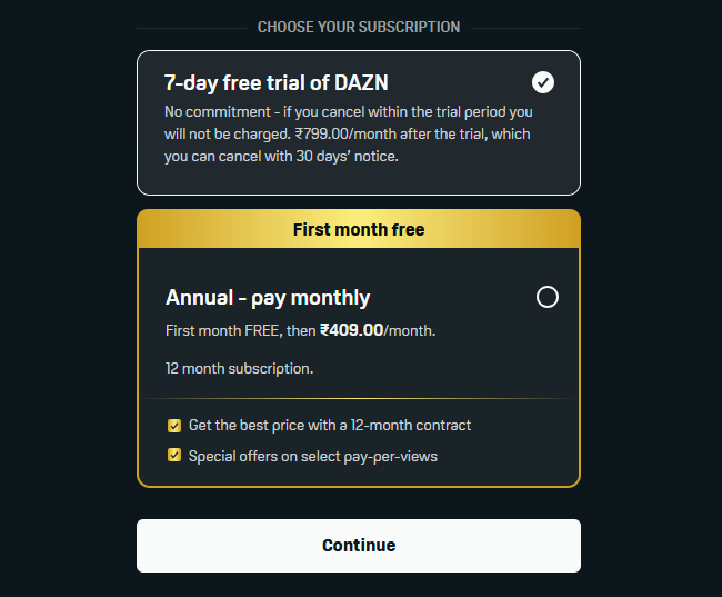 DAZN pricing plans