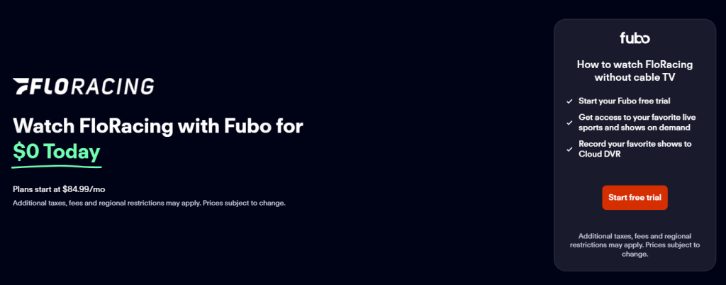 Fubo TV FloRacing Page