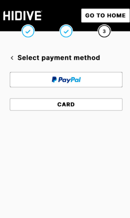 HIDIVE  payment page