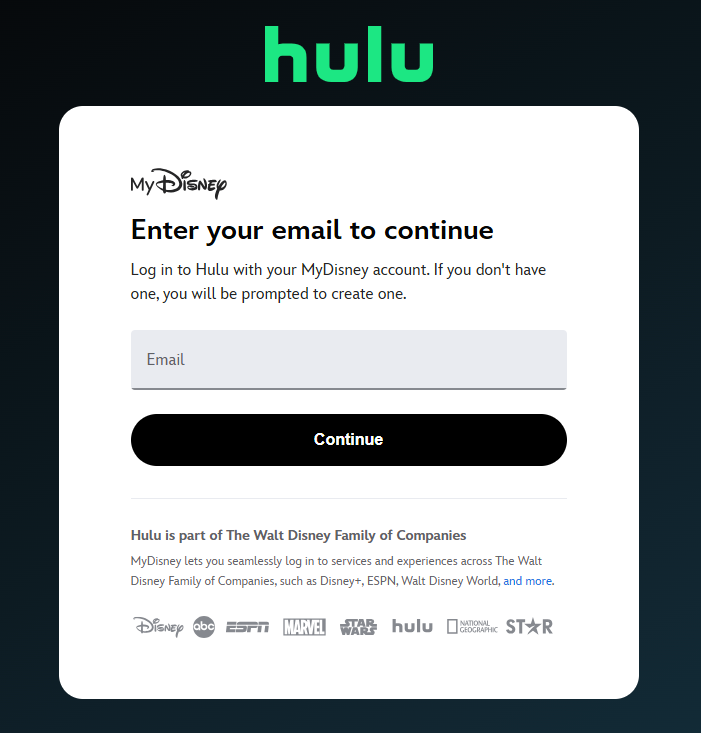 Hulu email login