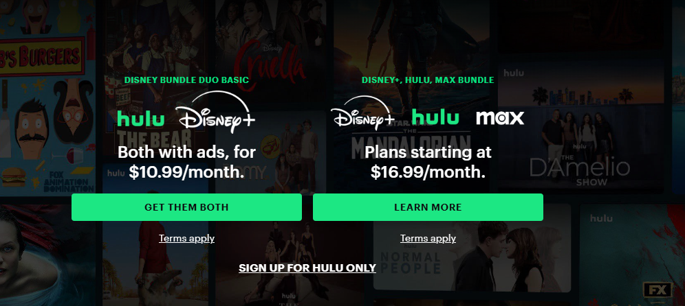 Hulu homepage