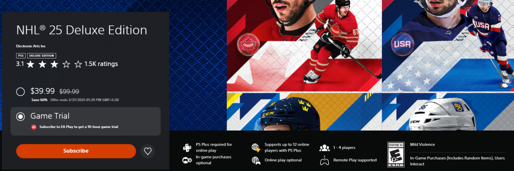 NHL 25 Deluxe Edition Free Trial