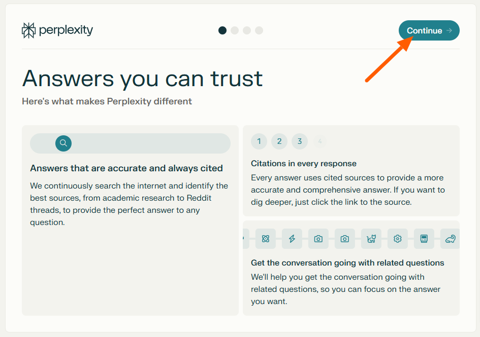 Perplexity Onboarding Page