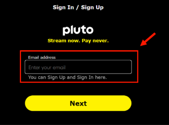 Pluto TV website Signup