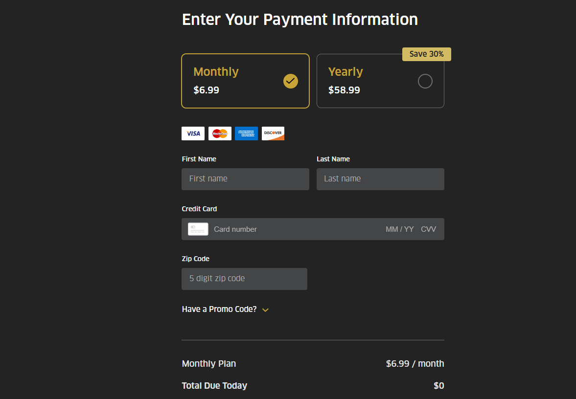 Provide Your Credit Card Details