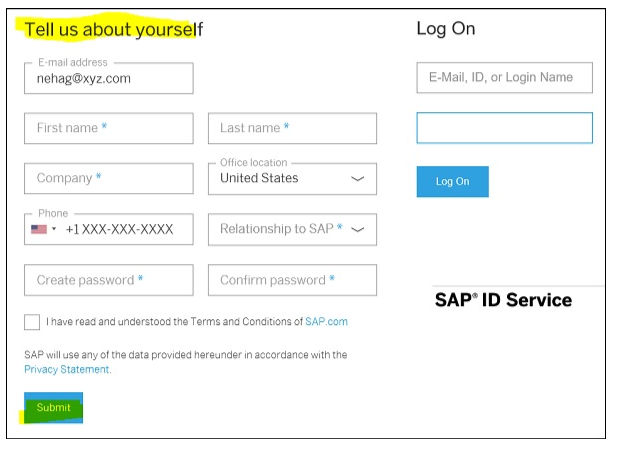 SAP Account Creation