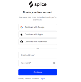 Sign up on Splice