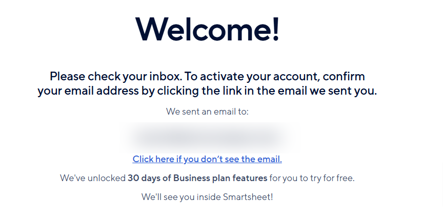 Smartsheet Welcome Page