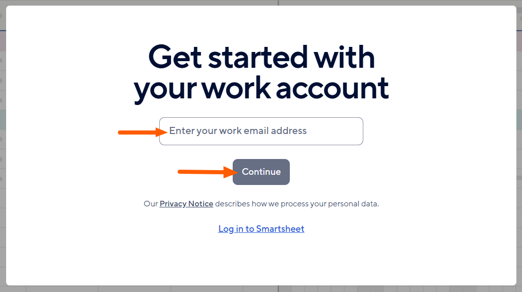 Smartsheet account creation