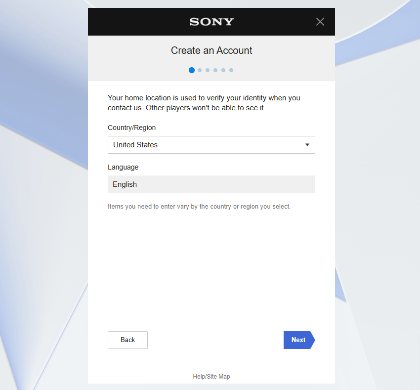 Sony Entertainment Network Account Creation