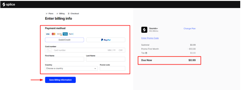 Splice checkout payment