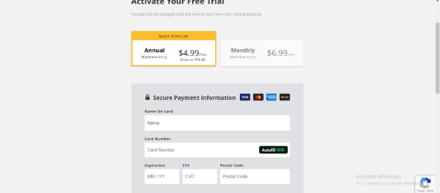 Sundance Now Payment page