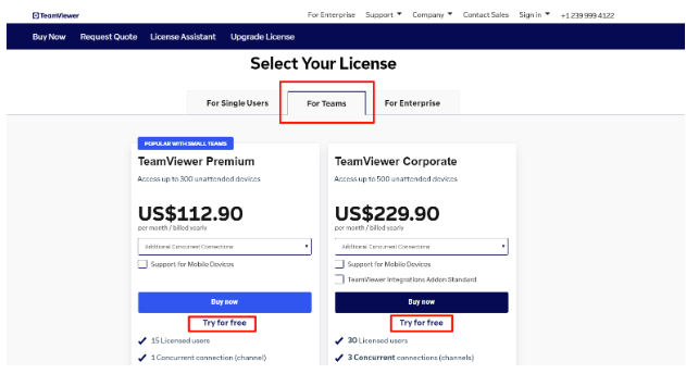 TeamViewer pricing