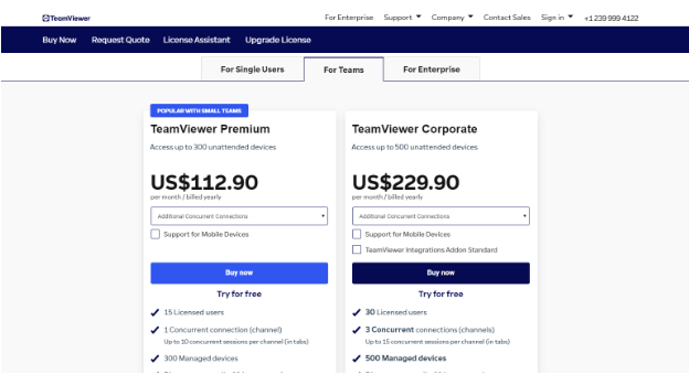 The TeamViewer Corporate plan