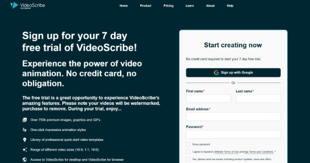 Videoscribe Website Signup