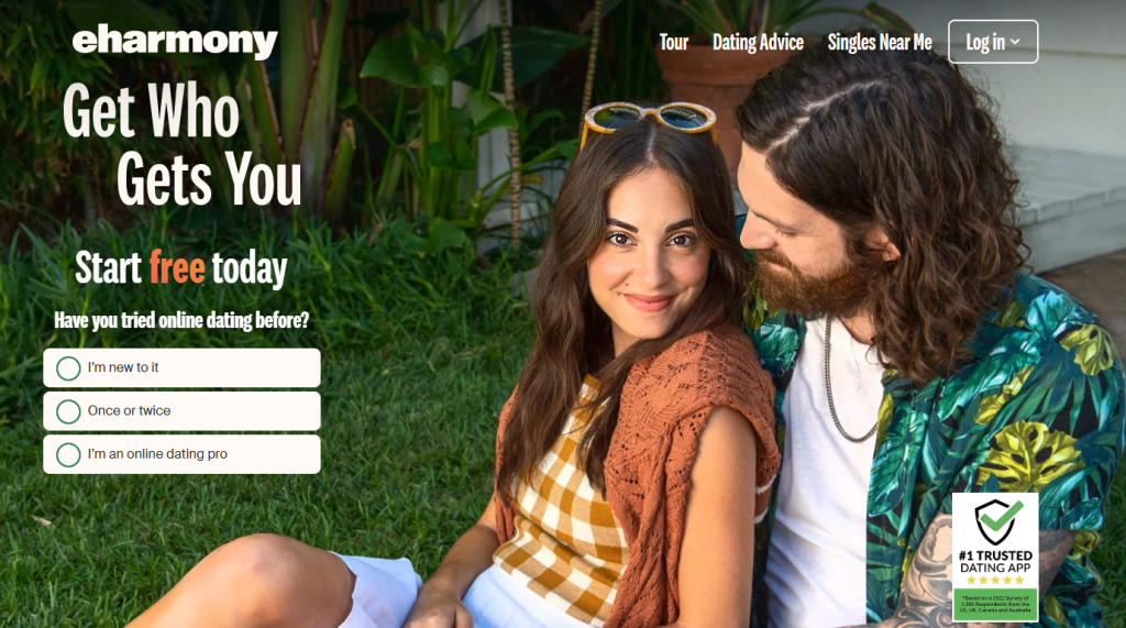 eHarmony homepage