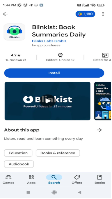 install Blinkist from Play Store