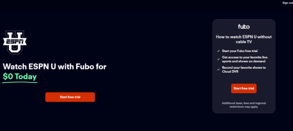 website of the Fubo TV