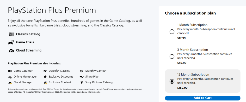 PlayStation Premium plan