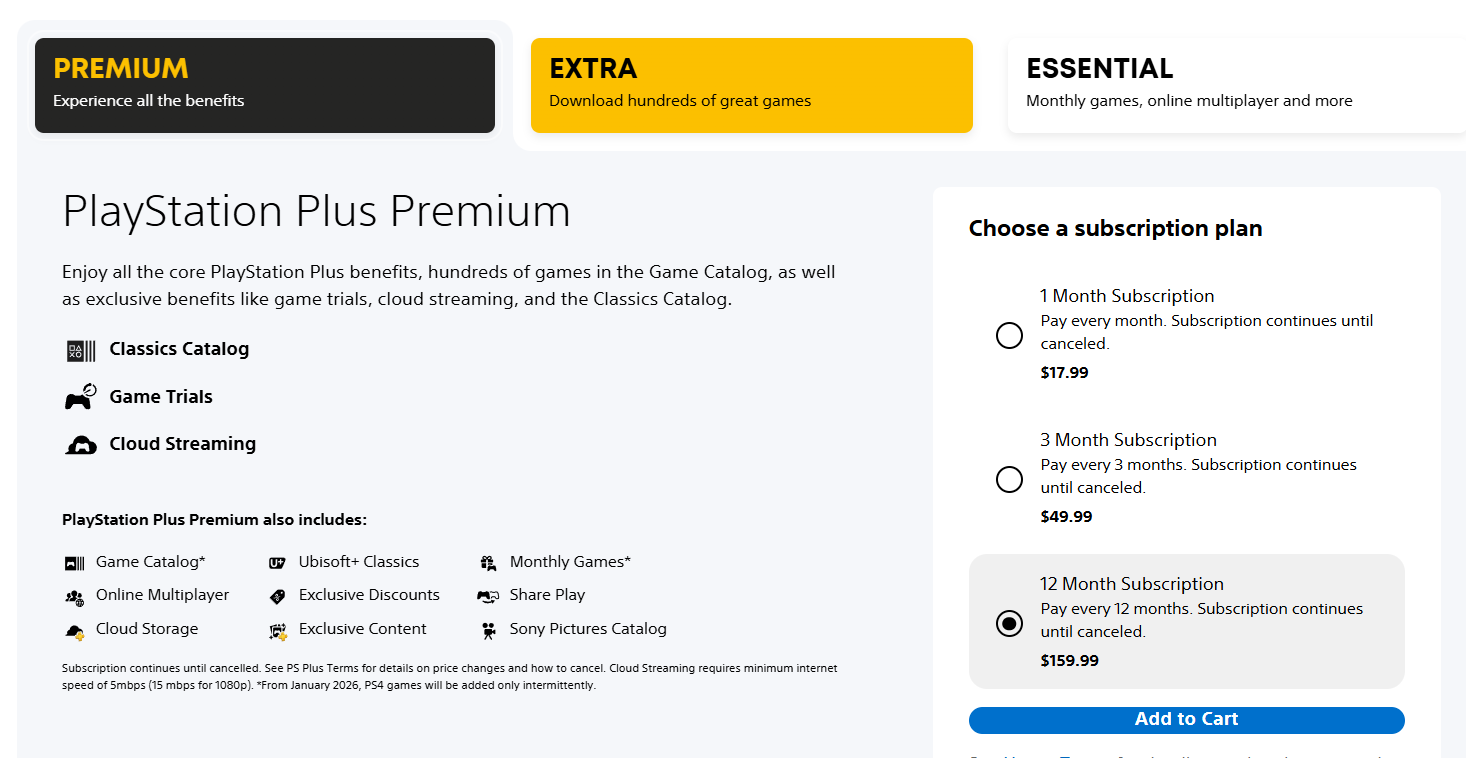 PlayStation Subscription Plan