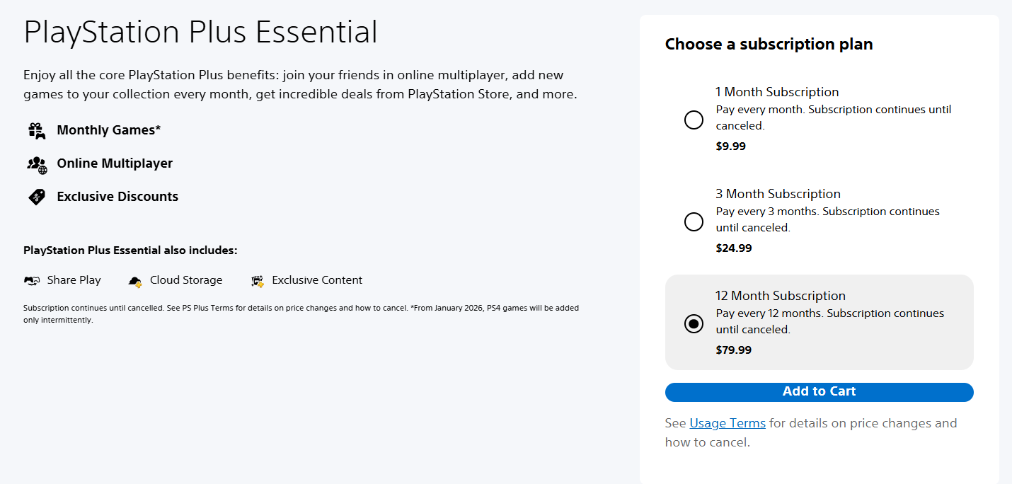 PlayStation plus essential