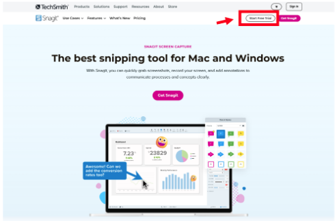 Snagit Free Trial button